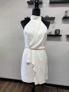 Halston Mock-Neck Mini Dress in Chalk Sz 2-4 - Picture 1 of 18