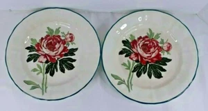 2 Villeroy & Boch Yorkshire Ware, 1891-1909, Maroon Rose Speiseteller, 9 1/2" - Bild 1 von 6