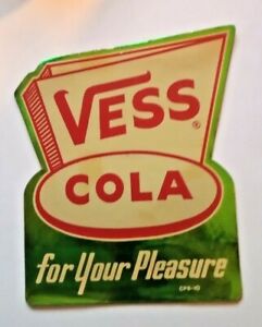 1930's Vess Cola Kleen-Stick Sign Terre Haute Metallic Sticker Unused 