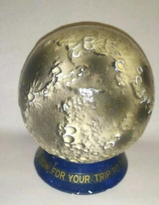 Vintage 1960's JAPAN Chalkware MOON BANK ~ "Save Now For Your Trip to The Moon" - Picture 1 of 6