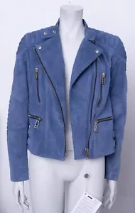 Belstaff Sidney Lederjacke Bikerjacke IT42 Blau Wildleder Suede Blue Leather - Bild 1 von 9
