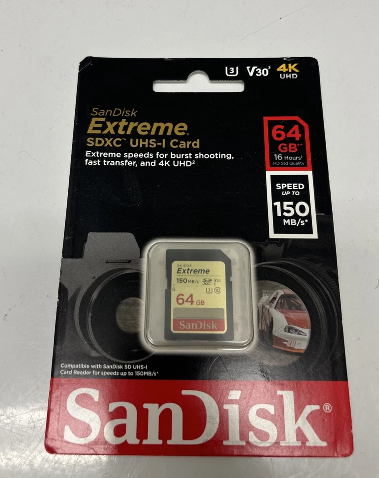 SanDisk Extreme 64GB SDHC UHS-I Class 10 up to 150MB/S Memory Card - Image 1 of 1