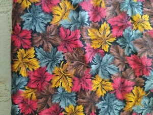 REMNANT Fall Leaves Cranston Packed Colorful Autumn Leaf Cotton Fabric 6" x 36" - Picture 1 of 3