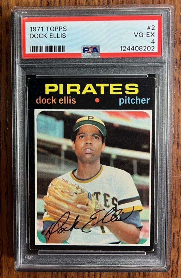 1971 Topps # 2 Dock Ellis Pittsburgh Pirates VG EX PSA 4 - Image 1 of 1