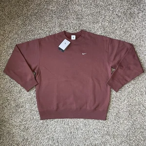 Nike Solo Swoosh Crewneck Fleece Sweatshirt Mens Size Medium Maroon DX1361-231 - Picture 1 of 8