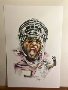 Ray Lewis Baltimore Ravens edizione limitata litografia di Brian Barton - 101/250 - Foto 1 di 3