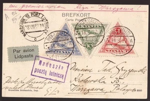 Lettland, 1930 ffc Erstflug Postkarte Riga nach Warschau -HG32 - Bild 1 von 3