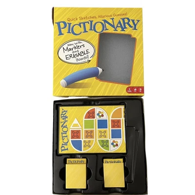 Pictionary Board Game with Markers and Erasable Boards Funny Quick Sketches - Image 1 of 4