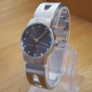 Analoguhr Herren oder Damen Retro moderner Stil TIME DESIGN "ZIRKONIUM" blaues Zifferblatt - Bild 1 von 8