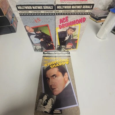 3 Movie Double VHS Bundle The Whispering Shadow, Government Agents VS Phantom  - Image 1 of 4