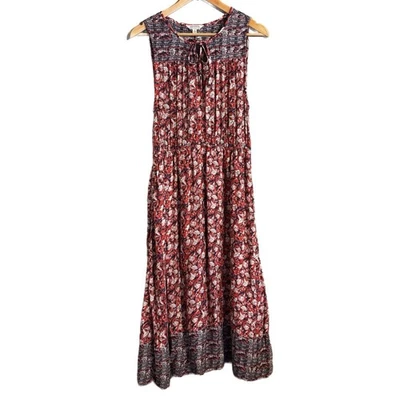 Lucky Brand Women's Flowing Red/Blue/White Tank Dress Size M - Image 1 of 4