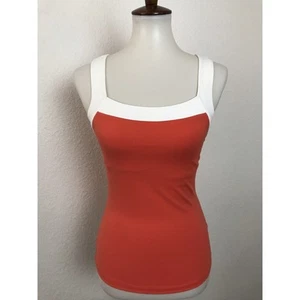 Prana Top Women Sz XS Activewear Colorblock Andrea Orange Ivory Athletic NWT - Picture 1 of 10