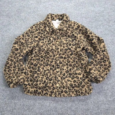 Chaqueta Crewcuts Niñas Grande 10-11 Leopardo Imitación Piel Sherpa Botón Otoño Invierno Certificado de Autenticidad Foto 1 de 4