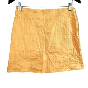 A.P.C. Embroidered Flat Front Mini Skirt in Mustard Yellow Workwear Women's S - Picture 1 of 5