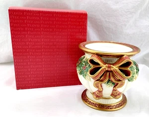 FITZ & FLOYD - Colección Noel - Candelabro Pilar 6" - Cinta Acebo Rojo - Imagen 1 de 10