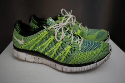 Men's US Size 9.5 Nike HTM Free Flyknit 5.0 "Volt Varsity Royal" 616171-740 - Image 1 of 4