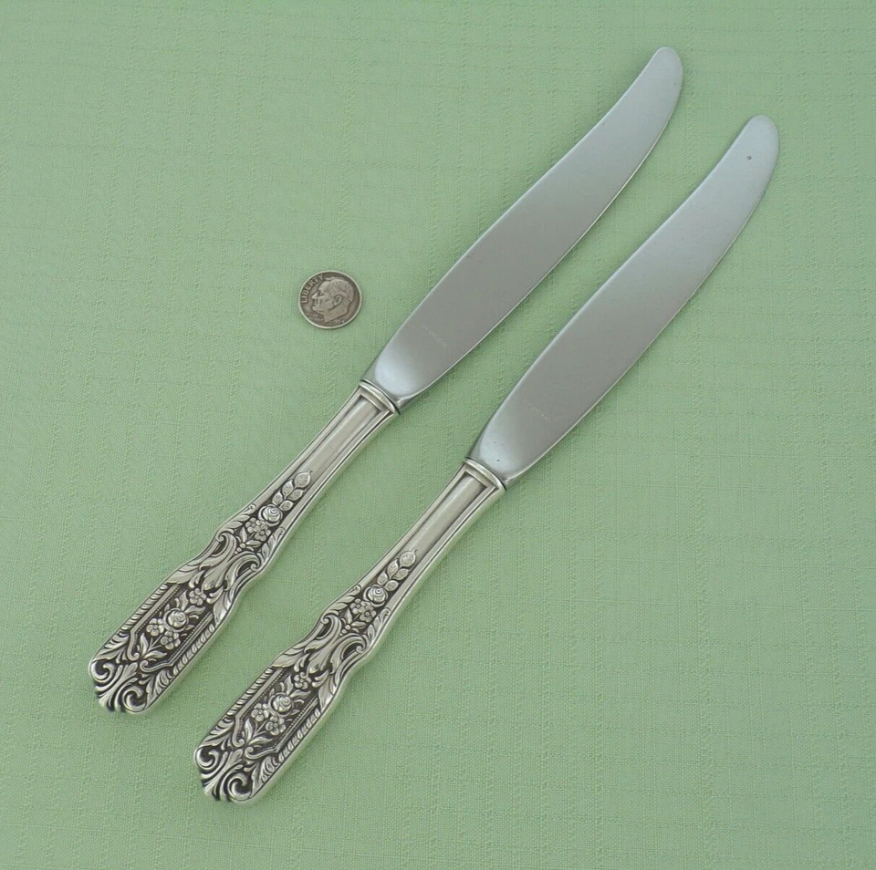 Par de cuchillos WESTMORLAND de plata esterlina MILBURN ROSE cena MODERNOS 9 5/8" Foto 1 de 4