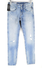 REPLAY Anbass W29/L34 Men Jeans Blue Cotton Stretch Washed Ripped Slim Fit