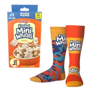 SWAG Kellogg's Mini Trigo Esmerilado Novedad 2 Pares Calcetines Crew Hombres Talla 9-12 - Imagen 1 de 6
