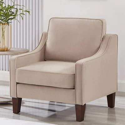 Sillón tapizado de terciopelo con detalles Sofá individual Silla para sala de estar Foto 1 de 4