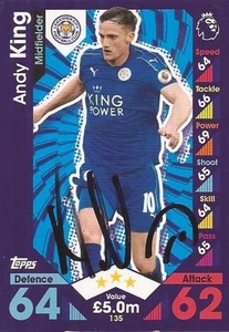 ANDY KING SIGNED LEICESTER 2016/2017 MATCH ATTAX TRADING CARD+COA - Picture 1 of 1