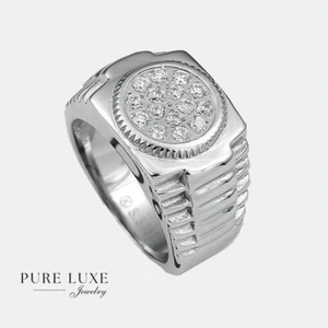 Men's Stainless Steel Cubic Zirconia,Brilliant Rings #8-13*High Polish*Box - Picture 1 of 3