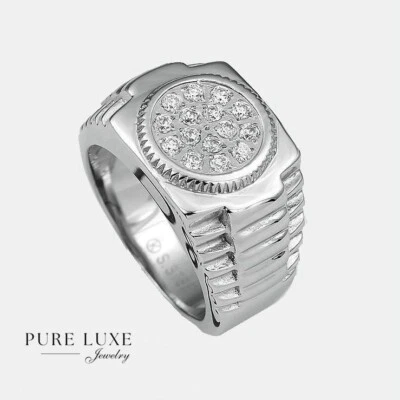 Men's Stainless Steel Cubic Zirconia,Brilliant Rings #8-13*High Polish*Box - Image 1 of 3