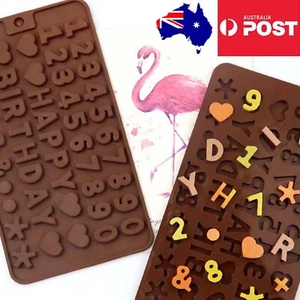 Alphabet Letters Numbers Chocolate Mold Ice Tray Silicone Cake Cookie Mould AU - Picture 1 of 7