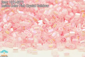 Miyuki Hexagon 2 Cut 11/0 Inside Color Pink Crystal Rainbow Hex-0272 - Picture 1 of 1