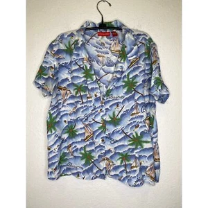 Gloria Vanderbilt Bahamas Tropical Short Sleeve Button Down Shirt Sz Lg Rayon - Picture 1 of 12