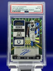 2023 Panini Contenders #243 Jaylon Jones ROOKIE OPENING TICKET AU PSA 8 LOW POP - Bild 1 von 3