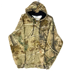 Felpa Carhartt con cappuccio taglia XL marrone vero albero mimetica full zip abbigliamento da lavoro - Foto 1 di 3