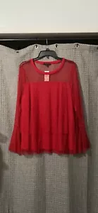 Lane Bryant NWT Red Pullover Top Sheer Sleeves and top Lined 14/16 - Picture 1 of 5