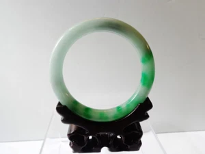 Vintage Chinese translucent light green jadeite bangle large round jade bracelet - Picture 1 of 6
