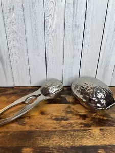 Vintage Walnut Shaped Cast Metal Nut Shell Cracker Silver Tone WEST GERMANY RARE - Picture 1 of 9