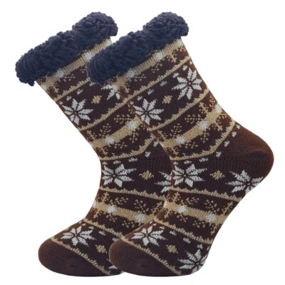 Mens Thermal Socks 4.7 Tog Fleece Sherpa Lining Slipper Gripper Bed 6-11 Socks - Image 1 of 4