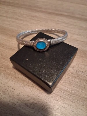Retired Charles Garnier 925 Peru Mesh Blue Topaz Cuff - Image 1 of 4