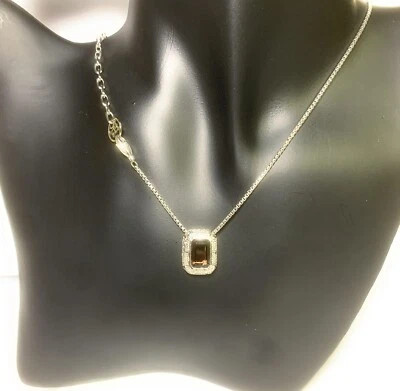 Rebecca - Collana donna in bronzo bagnata in argento e pietra quadrata fumè - Immagine 1 di 2
