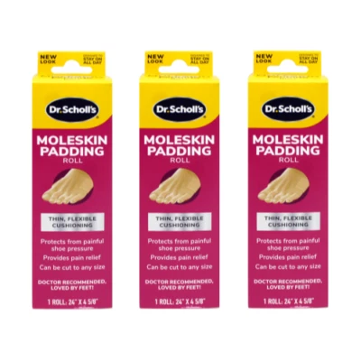 3 Pack Dr Scholls Moleskin Plus Padding Roll 1 Roll Is 24 X 4 5/8 Inch Each - Image 1 of 4
