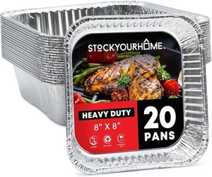 8x8 Disposable Aluminum Foil Pans (20 Pack) - Cooking, Heating, Storing - Picture 1 of 7
