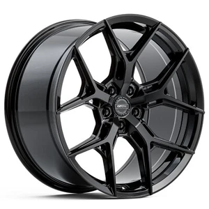 GT FORM TORQUE GLOSS BLACK WHEELS 19X8.5 5X114.3 +35 PERFORMANCE RIMS CAR SUV - Picture 1 of 3