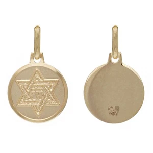 Italian 14k Yellow Gold Jewish Star of David Hebrew Chai Charm Pendant 1.4 grams - Picture 1 of 4
