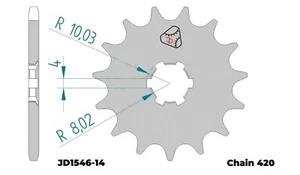 JDCHAINWHEELS Front Sprocket fit for YAMAHA RT 100,1993-2003,14T,420 - Bild 1 von 4