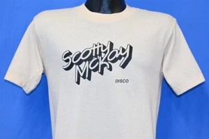 vintage 70s SCOTTY MCKAY DISCO MUSIC PROMO ROCKABILLY CONCERT BEIGE t-shirt S - Picture 1 of 3