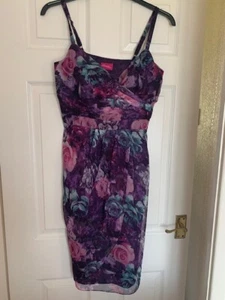 LADIES CHANGES BY TOGETHER PURPLE/PINK ROSE PATTERN STRAPPY DRESS SIZE 12 - Picture 1 of 6