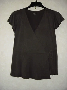Loft Outlet Top Women XS Plum Deep V-Neck Overlap Tied On Left Butterfly Sleeve - Picture 1 of 10