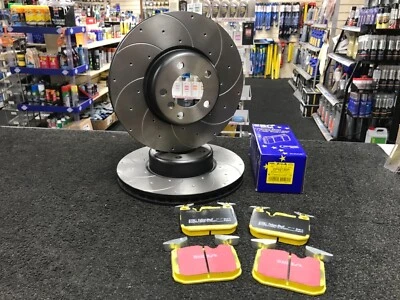 BMW 435D 435i F36  DRILLED GROOVED BRAKE DISC EBC BRAKE PAD FRONT SET  - Image 1 of 2