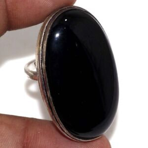 Black Onyx 925 Silver Plated Gemstone Handmade Ring US 6 Unique Gift GW