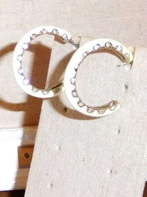 Stella & Dot Sloane White Enamel Earrings - New! - Photo 1/4