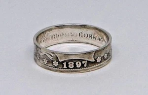 ANELLO MONETA REALIZZATO DAL 1800 ARGENTO BARBIERE US QUARTER COIN misure 3-8 anno casuale - Foto 1 di 4